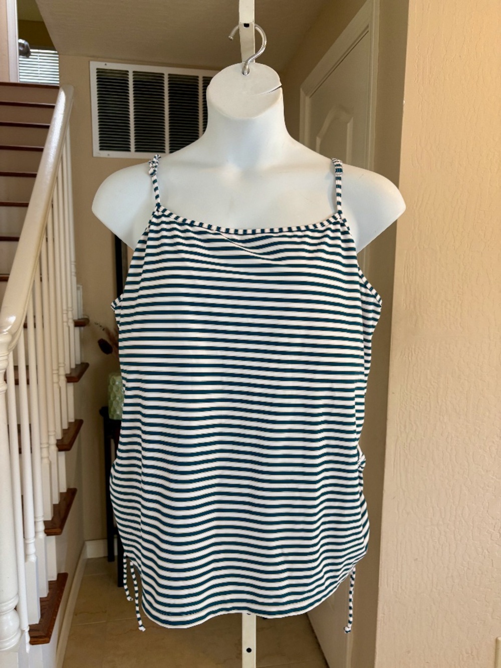 Calypsa By Modli Maya Tankini Swim Top Adjustable Straps Soft Cup Bra Striped 5X